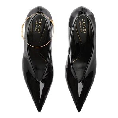 Gucci Musa Vernic Patent Leather Anklet Pumps In Animal Print