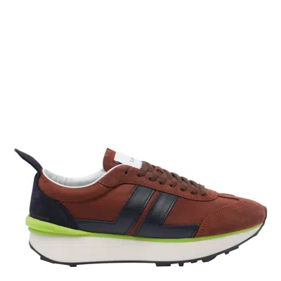 Lanvin Nylon Sneakers Suede Accents In Brown