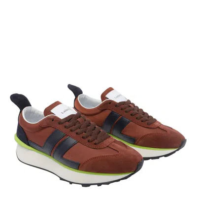 Lanvin Nylon Sneakers Suede Accents In Brown