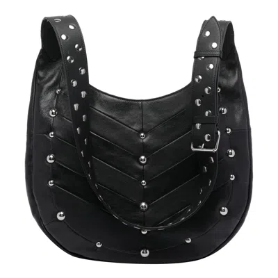 Valentino Garavani Small Hoboho Chevron Quilted Shoulder Bag With Studs In Black