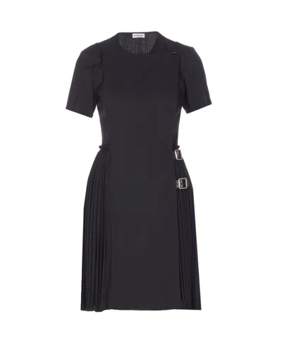 Burberry Ada Pleated Wrap Mini Dress In Black