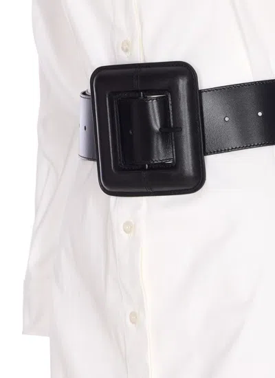 Balenciaga Longline Dress Belted At The Waist In Metallic