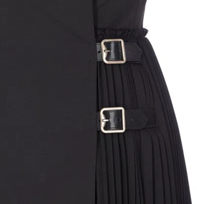 Burberry Ada Pleated Wrap Mini Dress In Black
