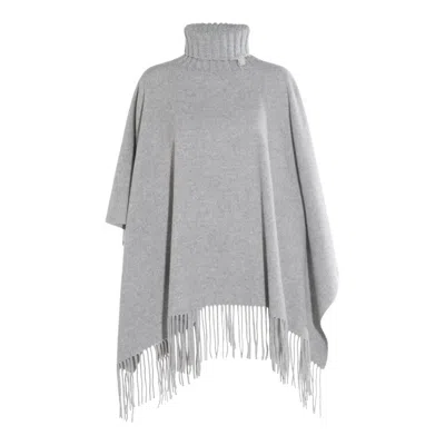 Fabiana Filippi Fringed Turtleneck Cape Soft Texture In Multi