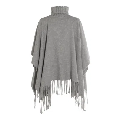 Fabiana Filippi Fringed Turtleneck Cape Soft Texture In Multi