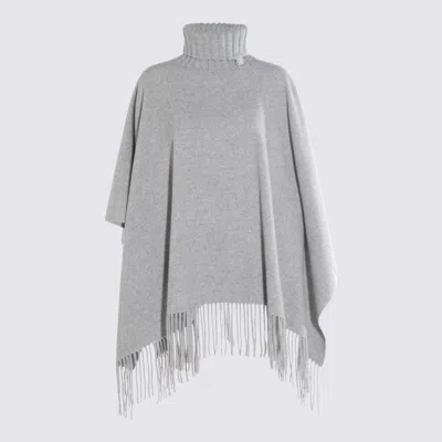 Fabiana Filippi Fringed Turtleneck Cape Soft Texture In Multi