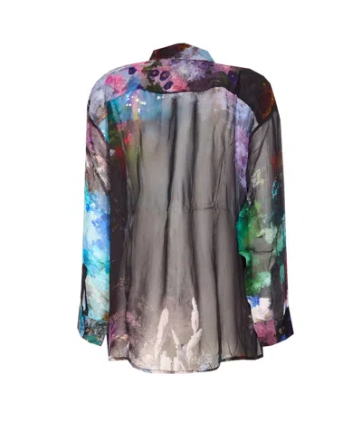 Yavi Abstract-print Silk Shirt In Blue