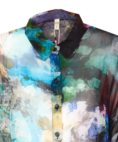 Yavi Abstract-print Silk Shirt In Blue