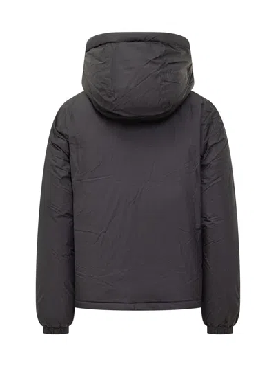 K-way Black Hooded Down Jacket In Black
