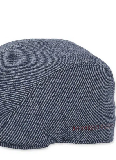 Brunello Cucinelli Wool Flap Cap Curved Brim In Blue