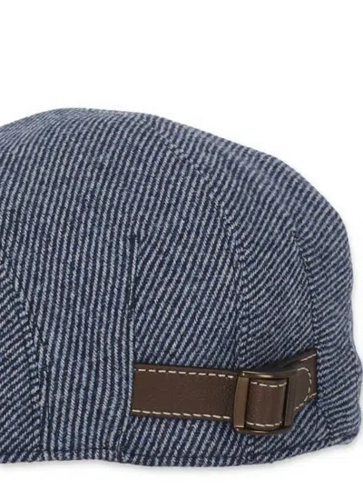 Brunello Cucinelli Wool Flap Cap Curved Brim In Blue