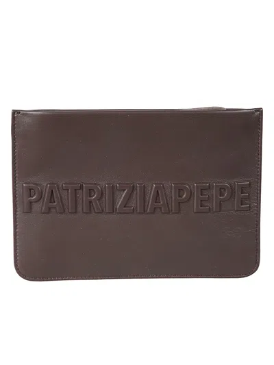 Patrizia Pepe Embossed Clutch Bag In Brown