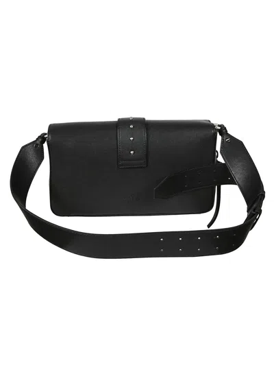 Pinko Edium Classic Love Slouchy Leather Bag In Black