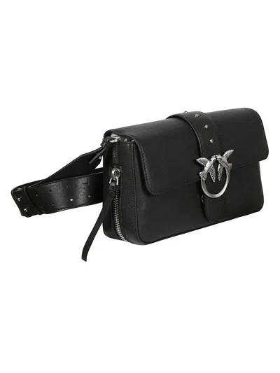 Pinko Edium Classic Love Slouchy Leather Bag In Black