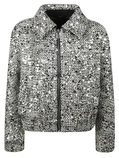 Add Sequin-embellished Jacket In Gray