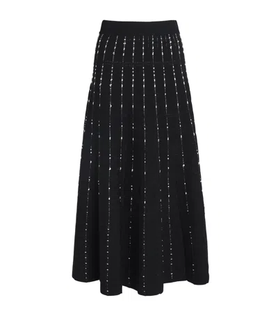 Joseph Fragmented Stripes Knitted Midi Skirt In Black