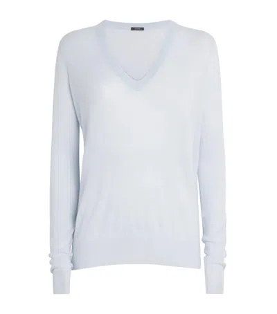 Joseph Cashmere Cashair Sweater In Blue