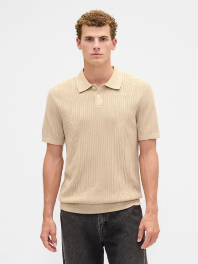 Gap Factory Textured Sweater Polo Shirt Shirt In Brown