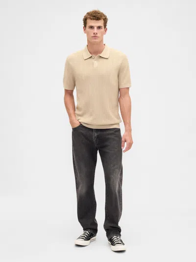 Gap Factory Textured Sweater Polo Shirt Shirt In Brown