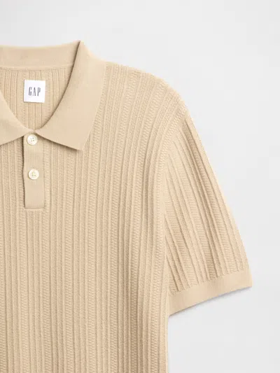 Gap Factory Textured Sweater Polo Shirt Shirt In Brown