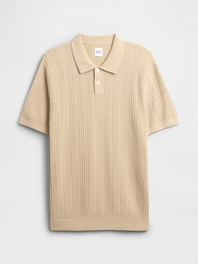 Gap Factory Textured Sweater Polo Shirt Shirt In Brown
