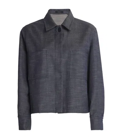Joseph Virgin Wool-denim Satia Shirt In Blue