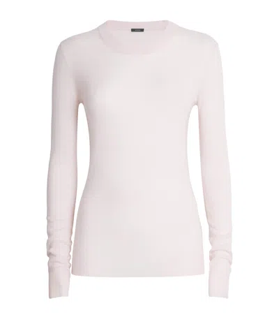 Joseph Cashair Round Neck Sweater In White