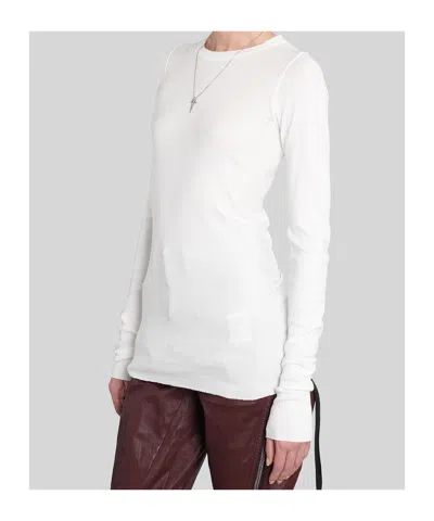 Rick Owens Drkshdw Long-sleeve Tie-detail Top In White