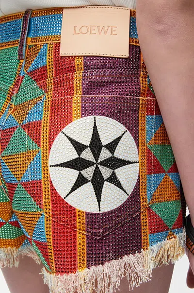 Loewe Embellished Shorts In Denim In Multi