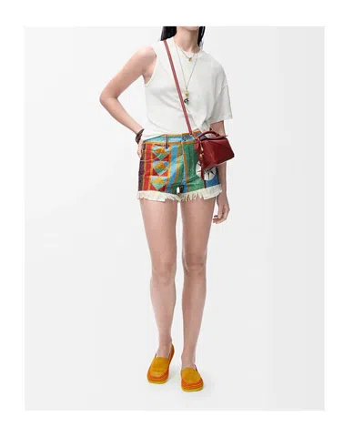 Loewe Embellished Shorts In Denim In Multi
