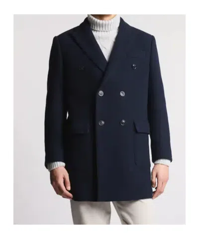 Fay Double-breasted Coat In Blue