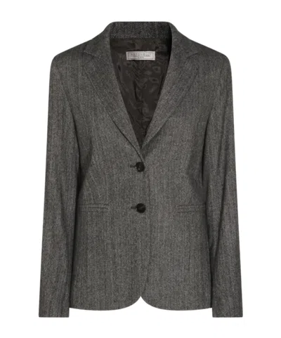 Antonelli Herringbone-button Jacket In Gray
