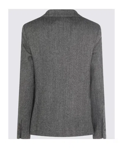 Antonelli Herringbone-button Jacket In Gray