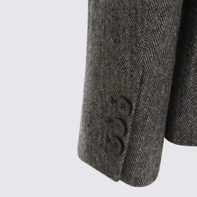 Antonelli Herringbone-button Jacket In Gray