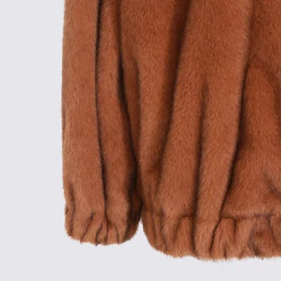 Antonelli Long-sleeved Hooded Fur Coat In Brown