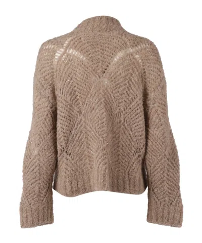 Antonelli Long-sleeved Knitted Sweater In Brown