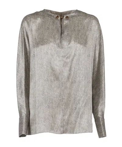Antonelli Silk Shirt With Classic Collar And Buttoned Cuffs In Gray