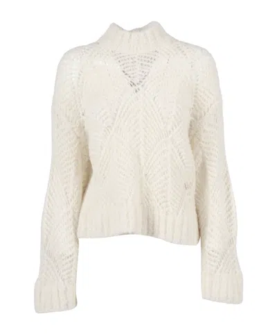 Antonelli Long-sleeved Knitted Sweater In White