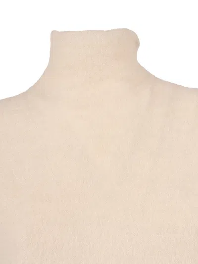 Antonelli Minimalist Round Neck Sweater In Fine Alpaca Blend In Brown