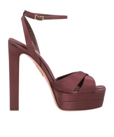 Aquazzura 130mm Divine Plateau Sandals In Brown