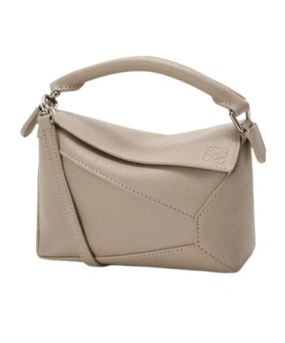 Loewe Mini Leather Puzzle Edge Top-handle Bag In Nude