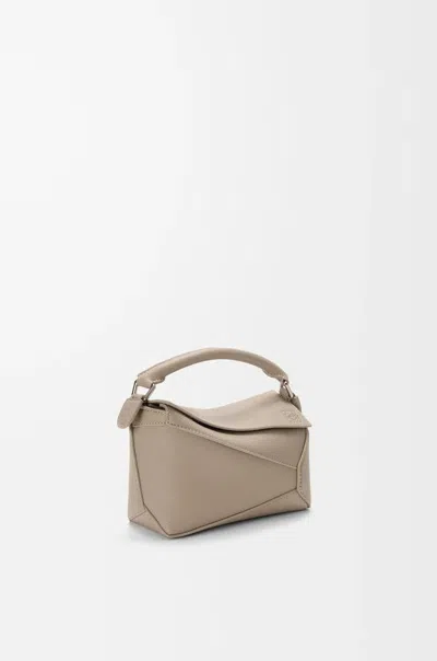 Loewe Mini Leather Puzzle Edge Top-handle Bag In Nude