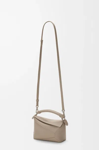 Loewe Mini Leather Puzzle Edge Top-handle Bag In Nude