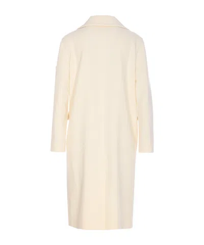 Tagliatore Longline Coat With Notched Lapels And Pockets In Neutral