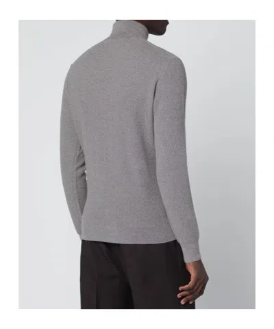 Tagliatore Beige Wool Turtleneck Sweater In Gray