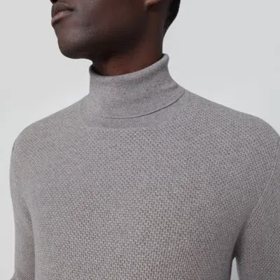 Tagliatore Beige Wool Turtleneck Sweater In Gray