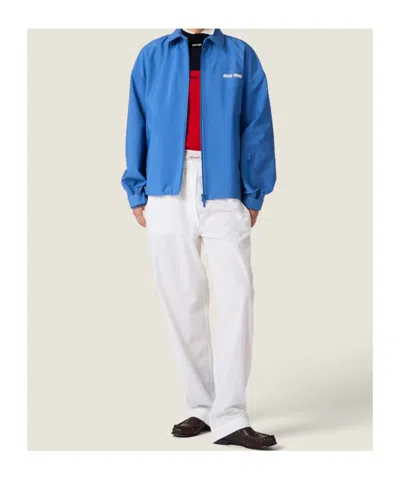 Miu Miu Technical Fabric Windbreaker In Blue