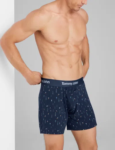 Tommy John Men's Second Skin Relaxed Fit Boxer 6" In Black