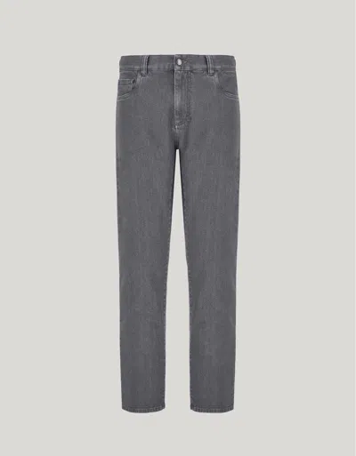 Canali Gray Regular Fit Five-pocket Denim Pants In Gray