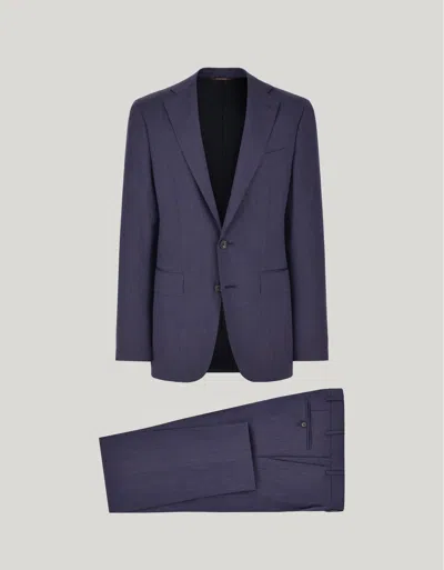 Canali Blue Pure Wool Suit With Pants With One Pleat In Blue